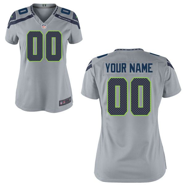 Women Seattle Seahawks Nike Custom Gray Game NFL Jersey->customized nfl jersey->Custom Jersey